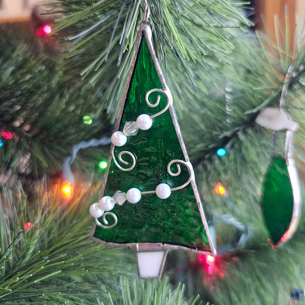 Small Green Stained Glass Christmas Tree