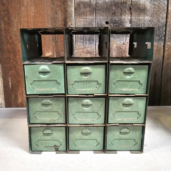 Antique Green Metal Parts Organizer