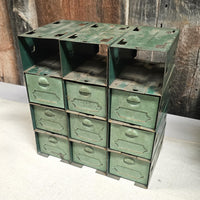 Antique Green Metal Parts Organizer