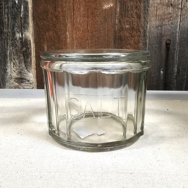 Vintage Glass Salt Jar with Lid