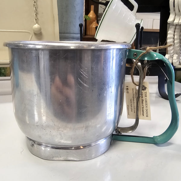 Vintage Aluminum Sifter with Turquoise Handle