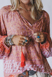 Lani Border Print Top - Orange Border Print: XL