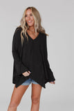 Golden Hour Long Bell Sleeve Top - Charcoal: XL