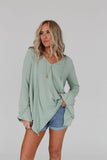 Golden Hour Long Bell Sleeve Top - Sage: XL