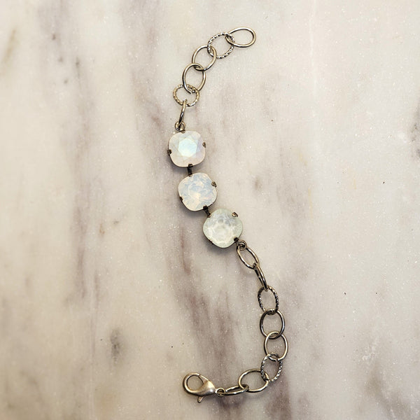Three Stone Cushion Cut Bracelet - White