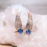 Aqua AB Chaton Cut Crystal Wing Ring