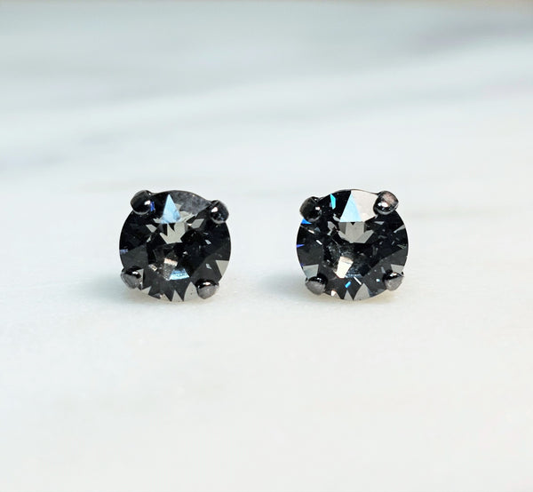 Black Diamond Crystal Stud Earrings