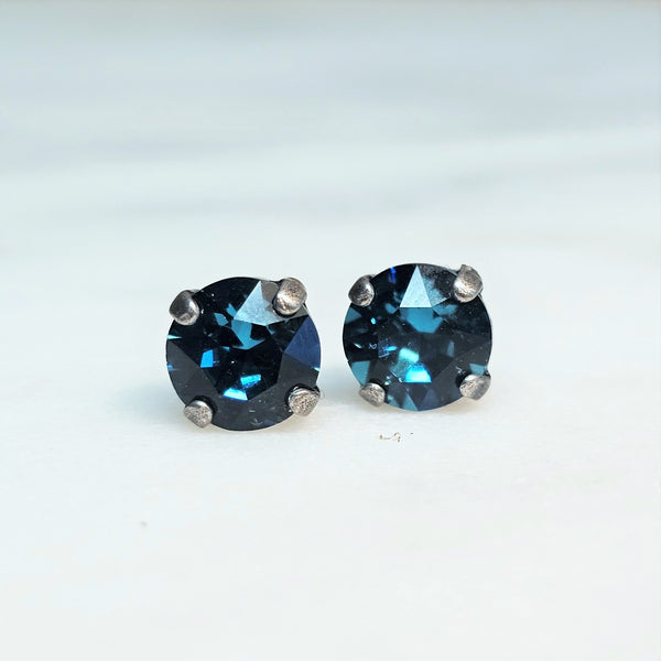 Blue Zircon Crystal Stud Earrings