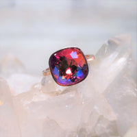 Fire Opal GB Cushion Cut Crystal Ring