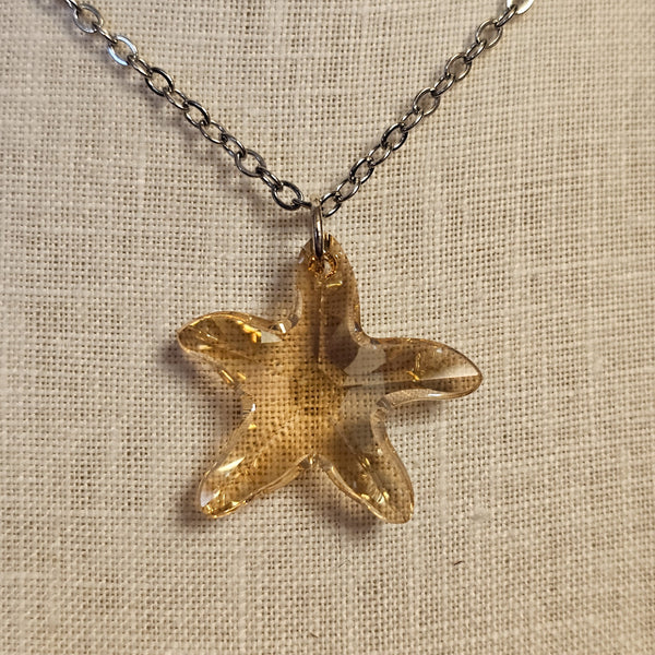 Golden Shadow Starfish Crystal Necklace