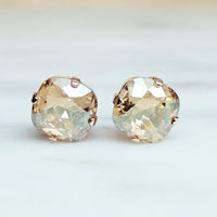 Golden Shadow Cushion Cut Crystal Stud Earrings