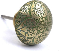 Green & Gold Metal Knob