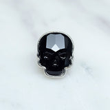 Jet Crystal Skull Pin
