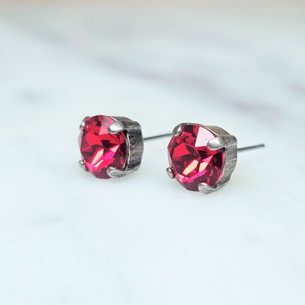 Lt. Siam Crystal Stud Earrings