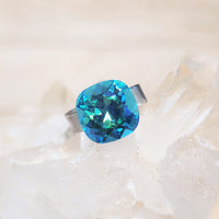 Lt. Turquoise GB Cushion Cut Crystal Ring