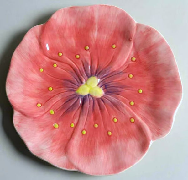 8" Maxcera Pink Poppy Flowers Salad Plate