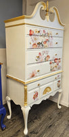 Old White Floral Dresser