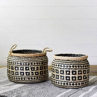 Black & Tan Boho Tub Basket