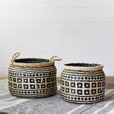 Black & Tan Boho Tub Basket