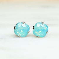 Pacific Opal Cushion Cut Crystal Stud Earrings