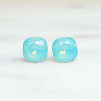 Pacific Opal Cushion Cut Crystal Stud Earrings