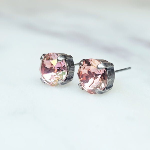 Rose Champagne Crystal Stud Earrings