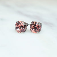 Rose Peach Crystal Stud Earrings