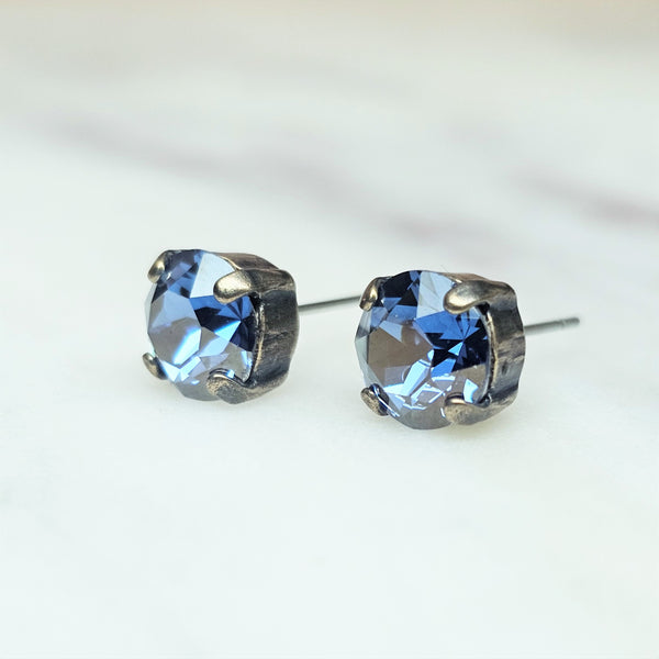 Sapphire Champagne Crystal Stud Earrings