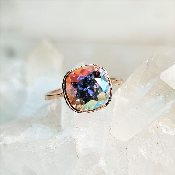 Silk GB Cushion Cut Crystal Ring