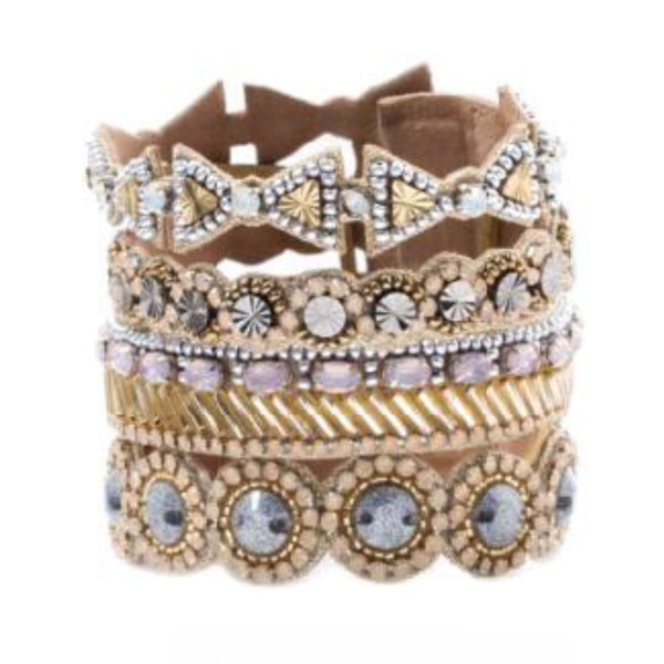 Tan Rhinestone Cuff Bracelet