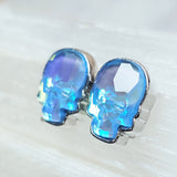 Ultra Blue Crystal Skull Stud Earrings