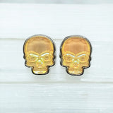 Ultra Citrine Crystal Skull Stud Earrings
