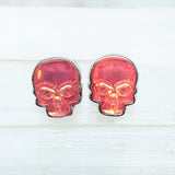 Ultra Orange Crystal Skull Stud Earrings