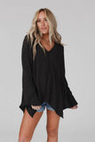 Golden Hour Long Bell Sleeve Top - Charcoal: XL