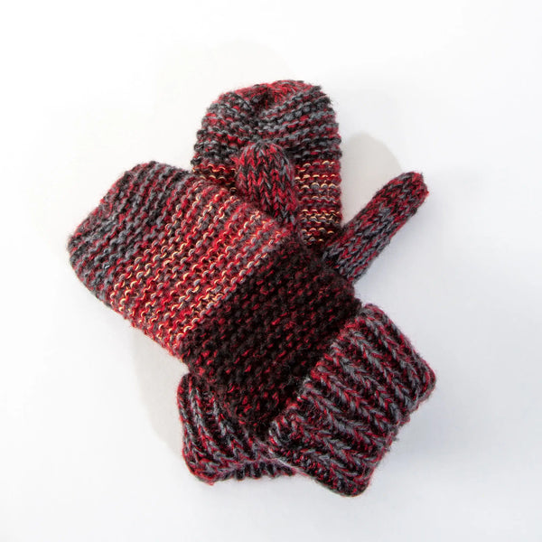 Red Striped Knit Mitten