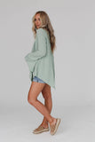 Golden Hour Long Bell Sleeve Top - Sage: XL
