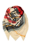 Cream Plaid Fringe Blanket Scarf