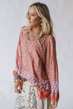 Lani Border Print Top - Orange Border Print: XL