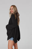 Golden Hour Long Bell Sleeve Top - Charcoal: XL