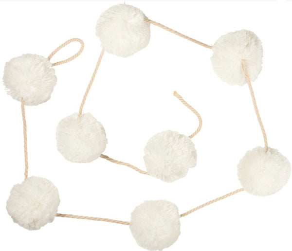 72" White Snowball Garland