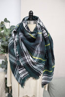 Green & Black Plaid Blanket Scarf