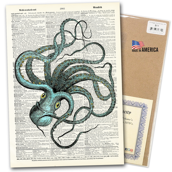 Octopus - Vintage Dictionary Print