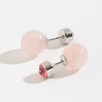 Rose Quartz & Rhinestone Reversible Earrings