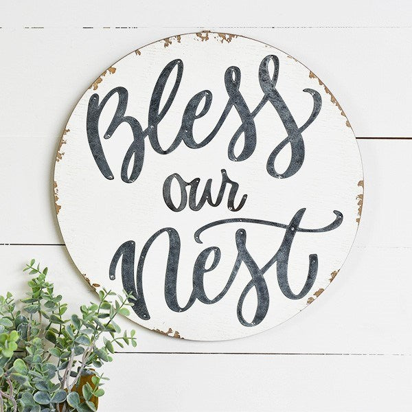 "Bless Our Nest" Round Sign
