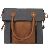 Fold Over Canvas Convertible Tote - Ash