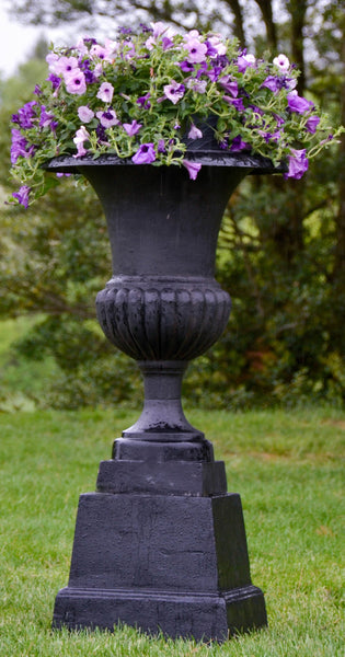 Black Cast Iron Urn & Pedestal - Tall