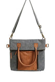 Fold Over Canvas Convertible Tote - Ash