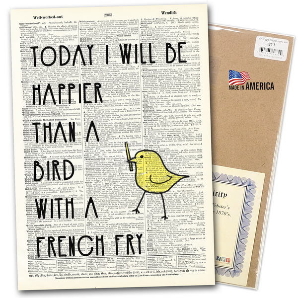 "Today I will be Happier" - Vintage Dictionary Print