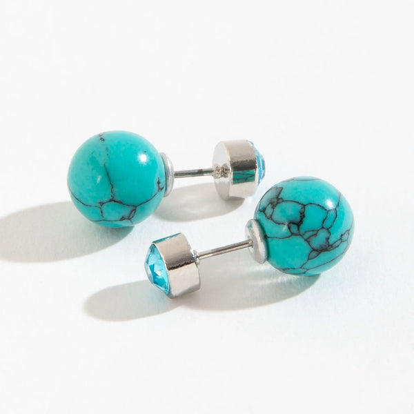 Turquoise & Rhinestone Reversible Earrings
