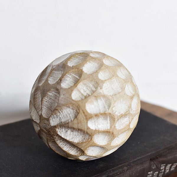 Carved White Wash Orb